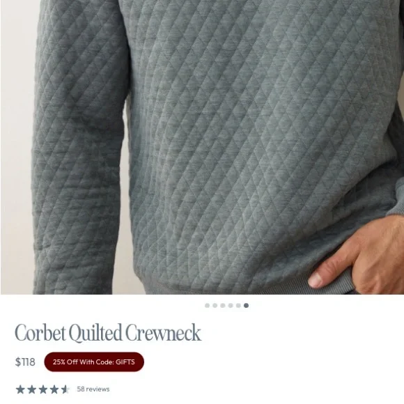 NWT Marine Layer Corbet Quilted Crewneck - Picture 4 of 5